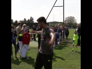 Diego costa showing some young blues at our community day how to bottle flip #cfc #chelsea #diegocosta