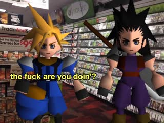 Cloud strife and zack fair go to gamestop