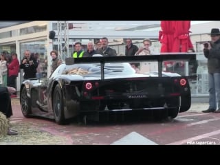 Maserati mc12 gt1 centenario on the public road in knokke heist insane sound burnout