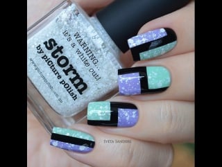 Sveta sanders on instagram videotutorial picturepolish honey dew, wisteria, storm, black gloss on top coat picturepolish nailvin