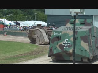 German and british ww1 tanks in action