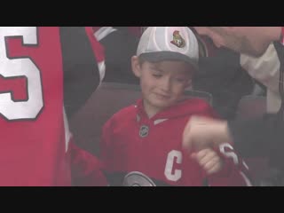 Brady tkachuk presents 7 year old with birthday gift