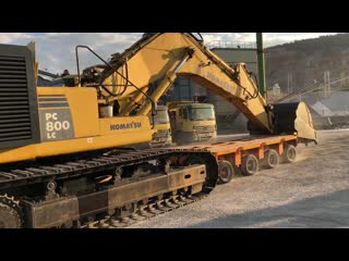 Transporting the komatsu pc800 with goldhofer trailer fasoulas heavy transports