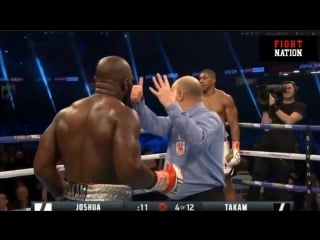 The moment of knockdown of carlos takama in the battle against anthony joshua