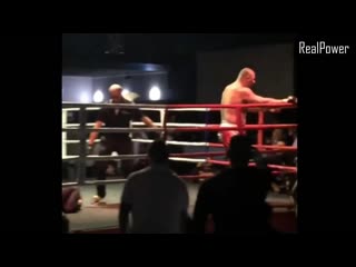 Huge powerlifter knocks fighters in the ring alex simon