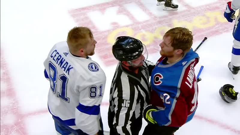 Nathan mackinnon drops ondrej palat with huge hit sparks line brawl