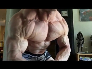 Big muscular pro bodybuilder dean lesiak posing and flexingtrim