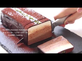 No bake chocolate cheesecake＊eggless recipe チョコレート・レアチーズケーキの作り方｜hidamari cooking