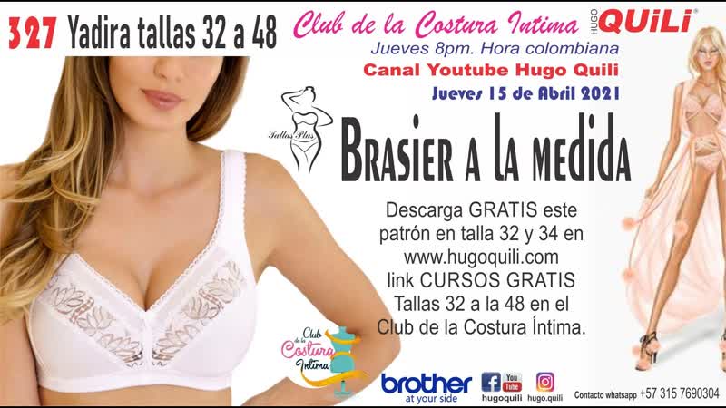 Brasier a la medida yadira 327, tallas 32 a 48 programa club de la costura ín