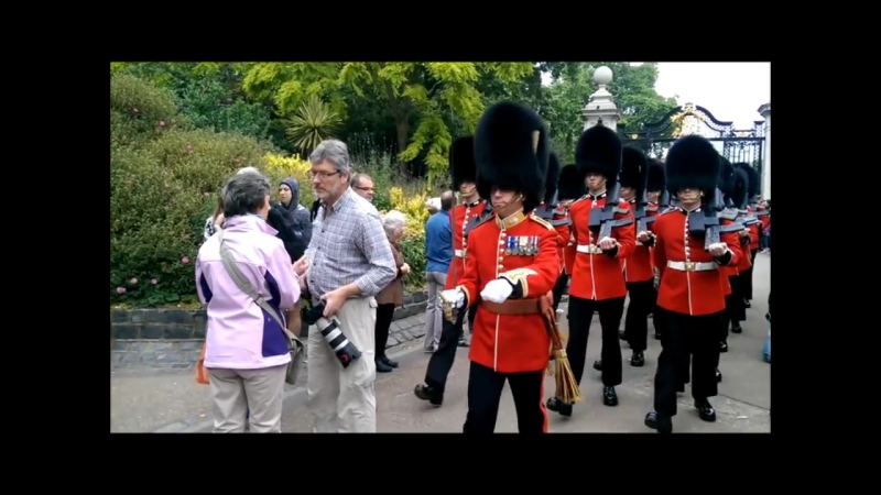 Турист зазевался на пути у королевских гвардейцев