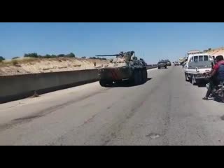 Syria idlib this morning, a russian vehicle has been damaged by mp4