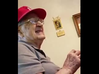 99 year old grandpa laughs hysterically at a dirty joke