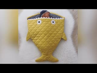 Cute babynest shark sleeping bag sewing video şirin köpekbalığı bebek uyku tul