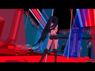 [mmd]miku black ★ rock shooter sexy pole dance