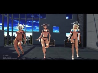 【mmd艦これ】大和・武蔵・ビスマルクでstep【1080p】