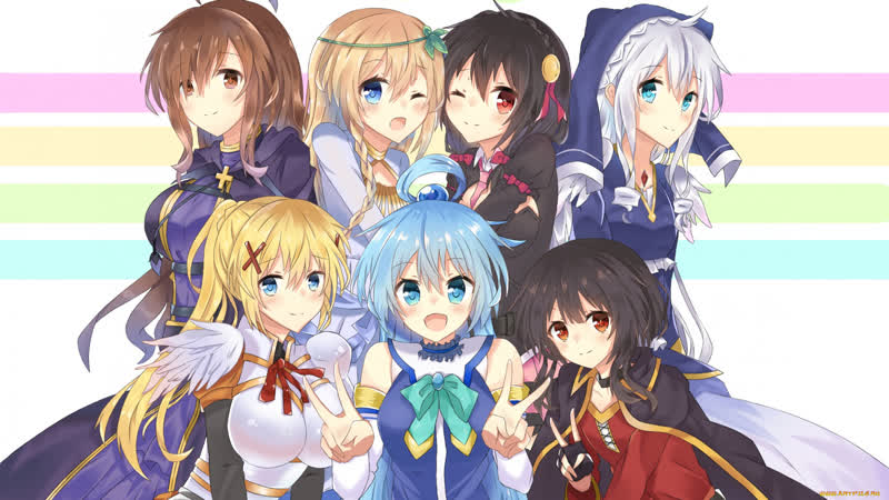 Богиня благословляет этот прекрасный мир 2 сезон аниме марафон все серии подряд замечательный исэкай фэнтези магия 2016 коносуба