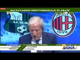 Crudeli incredulo al gol di suso sassuolo milan 1 4