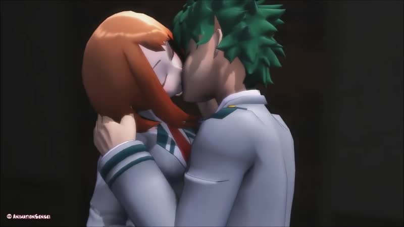 Mmd mha "kiss scene" deku kisses ochako my hero academia bnha izuocha izuku midoriya x uraraka