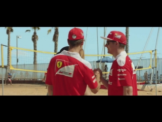 Vettel and raikkonen playing beach volleyball (brazilian gp 2016)