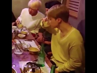 They said just a little shot when jimin just turned rice wine into freaking water drinking it for a sec