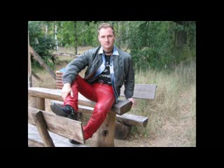 Red leather pants