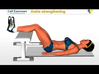 Calf exercises ankle strengthening exercise on bench (calf, muscle, leg)