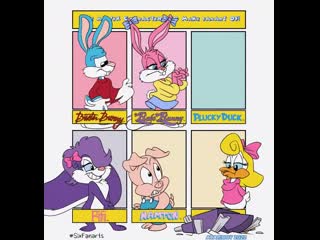 Babs bunny | tiny toon adventures | warner bros animation | мультфильмы | fifi la fume | buster bunny | anthro | gif