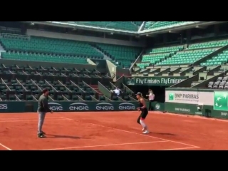 Sometimes, the racquet isn’t the most important part of it all @vika7 taking an alternative approach to practice rg1