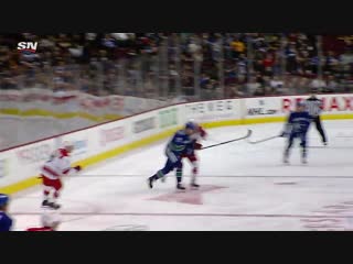 Sven baertschi finishes tic tac toe from elias pettersson