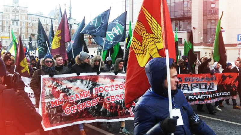 Русские националисты на марше против политтеррора путина