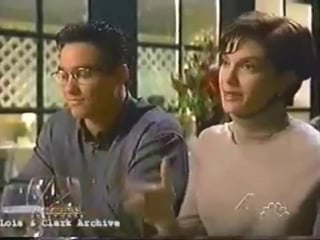 Dean cain and antonio sabato jr on the set of lois & clark