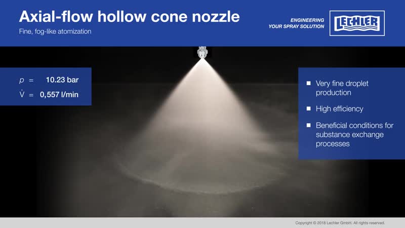 Видео работы аксиальной полоконусной форсунки