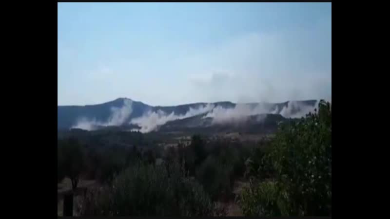 Syria artillery shelling on village of bidama sw idlib