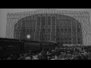 Large crowd arrives at lakehurst naval air station in new jersey to see airship stock footage