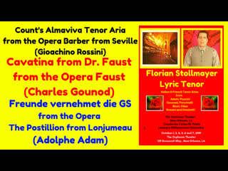 3 tenor arias rossini barber from seville, faust and postillion from lonjumeau (florian stollmayer tenor) october 8, 2019