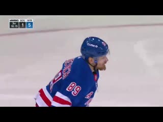 Pavel buchnevich grinds to the net and puts home adam foxs terrific centering feed! 5 1 rangers! nyr