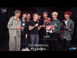 [rus sub] bts open christmas gifts from jojo @ 102 7 kiis fm