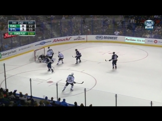 Jake allen save on tyler seguin (1707 in 3rd) stars at blues