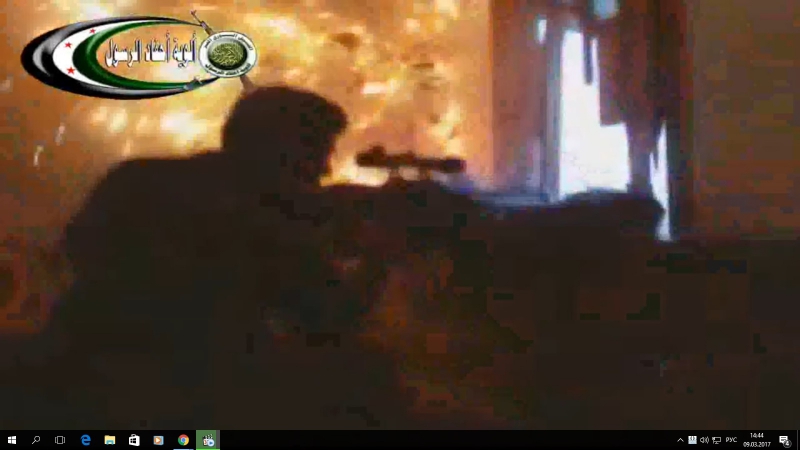 Сирия апрель 2013 подавление снайперской позиции боевиков зажигательным боеприпасом