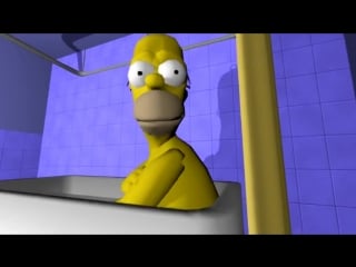Bart hits homer with a chair but it's 3d and in first person view