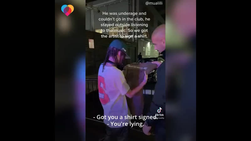Couldn porn video – "he was porn and couldn't go in the club, he stayed outside listening to the music so we got the artist to sign a shirt "
