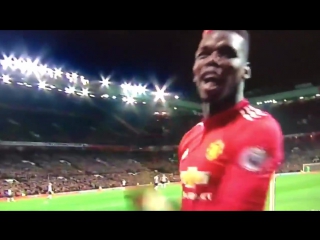 Pogba celebrates on the touchline