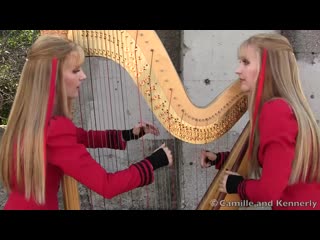 [camille and kennerly] metallica “one” 2 girls 1 harp (harp twins) harp metal