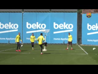 Lenglet, griezmann, semedo and braithwaite in training