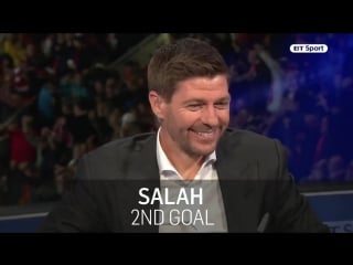 Steven gerrard reacts to mo salah's champions league masterclass against roma