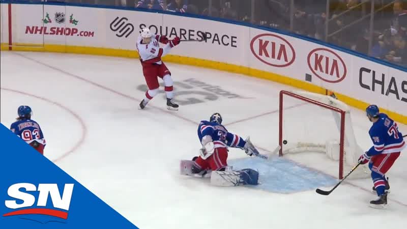 Henrik lundqvist leaves martin necas in disbelief with stick save