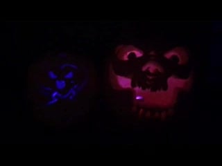 Carved my pumpkins on stream today and i love them! vampimari from overwatch and a skull!