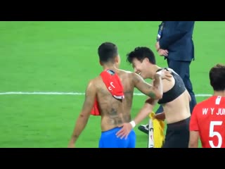 Fabinho and bobby speaking to son after their game