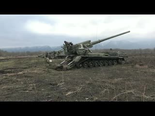 Monstrous russian artillery action during heavy live fire 2s7 pion, 2s5 giatsin