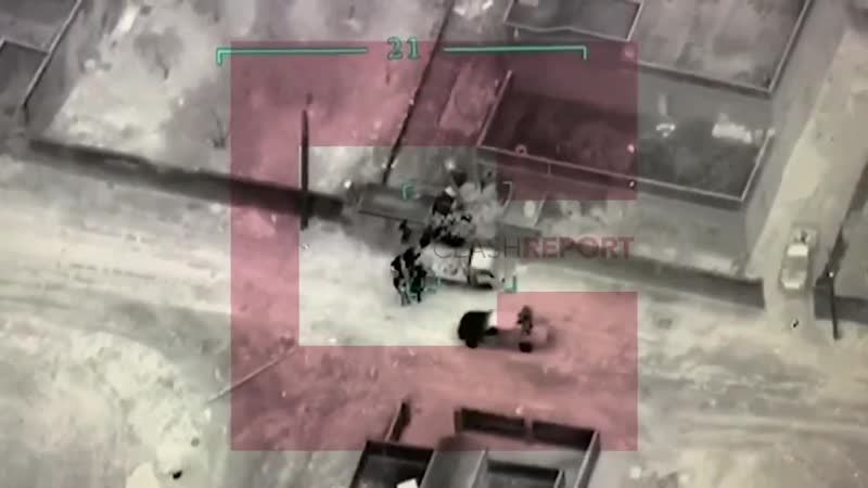 Moments of turkish uavs targetting syrian regime forces regrouping for an assault in south
